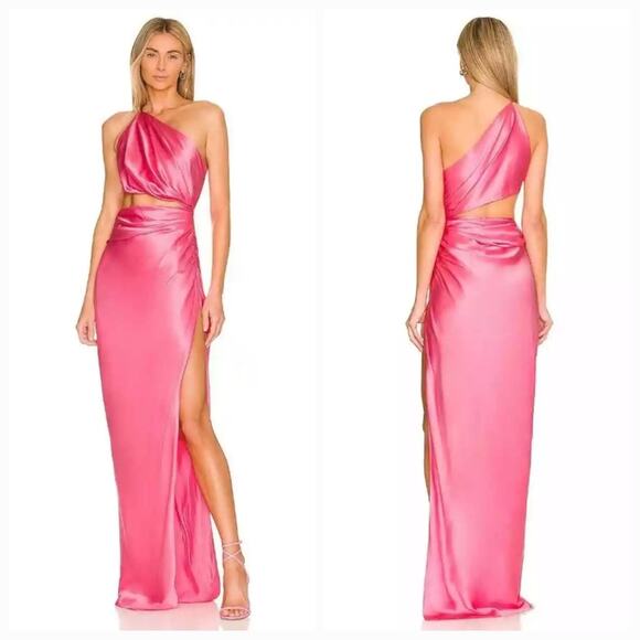 The Sei Dresses & Skirts - The Sei One Shoulder Cut Out Gown in Flamingo Size 10